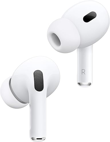 Apple AirPods Pro 2 Auricolari wireless, Auricolari Bluetooth, Cancellazione attiva del rumore, Funzione Apparecchio acustico, Trasparenza, Audio spaziale personalizzato, Alta fedeltà, Ricarica USB-C