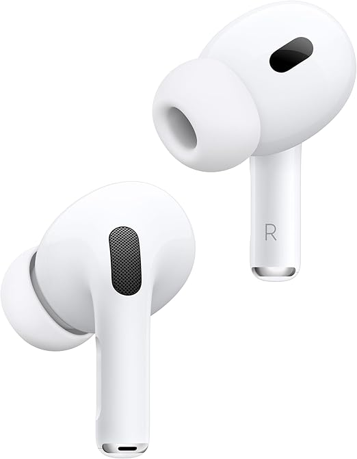 Apple AirPods Pro 2 Auricolari wireless, Auricolari Bluetooth, Cancellazione attiva del rumore, Funzione Apparecchio acustico, Trasparenza, Audio spaziale personalizzato, Alta fedeltà, Ricarica USB-C