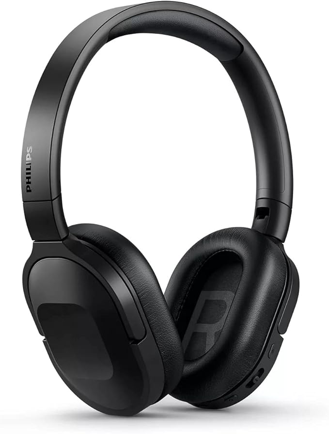 PHILIPS Cuffie Bluetooth Over Ear con Microfono/Wireless, Cancellazione Attiva Rumore, 30 Ore di Riproduzione/Ideale per Smartphone/Auricolari Bluetooth TAH6506BK/00, 2020