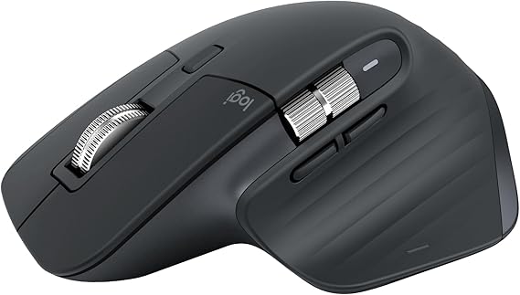 Logitech MX Master 3S-Mouse wireless ad alte prestazioni con scorrimento ultraveloce, ergonomico, 8K DPI, rilevamento del vetro, clic silenziosi, USB-C, Bluetooth, Windows, Linux, - Grigio scuro