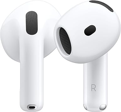 Apple AirPods 4 Auricolari wireless, Auricolari Bluetooth, Audio spaziale personalizzato, Resistenza al sudore e all’acqua, Custodia di ricarica USB-C, Chip H2, Fino a 24 ore di autonomia