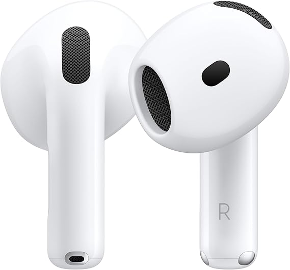 Apple AirPods 4 Auricolari wireless, Auricolari Bluetooth, Audio spaziale personalizzato, Resistenza al sudore e all’acqua, Custodia di ricarica USB-C, Chip H2, Fino a 24 ore di autonomia