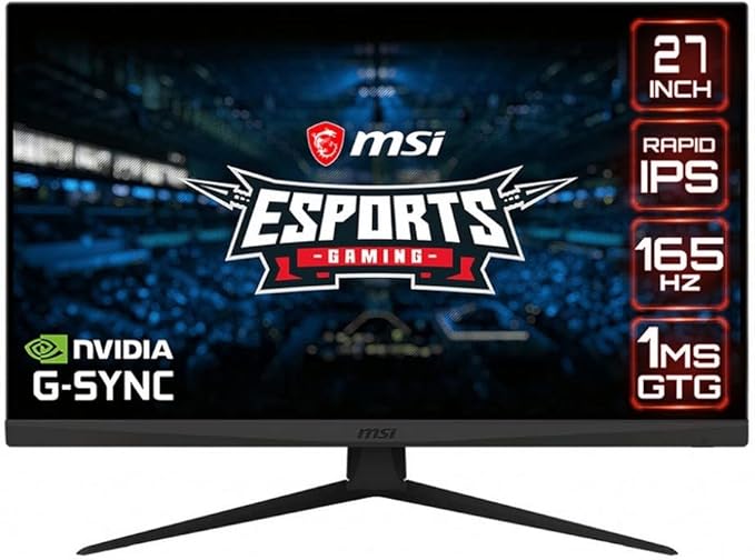 MSI Optix G273QF Esports Gaming IPS Monitor - 27 inch, 16:9 WQHD (2560x1440), Rapid IPS, 165Hz, 1ms GTG Response Time, G-SYNC Compatible, Less Blue Light, VESA Mounting, Display Port, HDMI, Black