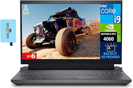 Dell G15 5530 Gaming Laptop 15,6" 165Hz FHD Display (Intel i9-13900HK, NVIDIA GeForce RTX 4060 8GB, 32GB DDR5, 1TB SSD, Backlit KB, WiFi 6, Webcam, Bluetooth 5.2, Win 11 Home) w/DKZ USB Port Expander