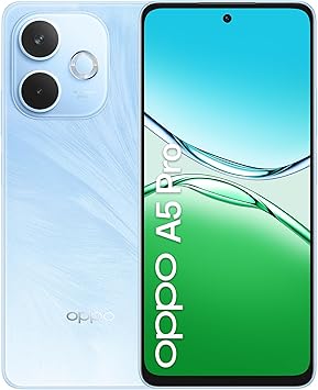 OPPO A5 Pro Smartphone, Foto AI 50MP, Frontale 8MP, Display 6.67” 90HZ LCD HD+, 5800mAh, RAM 8(Esp4GB/6GB/8GB)+ROM 256GB (esp1TB), IP69, Feather Blue