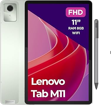Lenovo Tab M11, Tablet Display 11" WUXGA (1920x1200), MediaTek Helio G88, RAM 8GB, 128GB, WiFi, Tablet Android 13 - Seafoam Green, Penna Inclusa - Esclusiva GigaTech