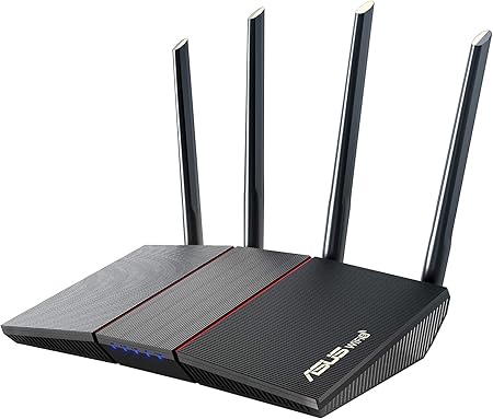 Asus Router AX1800 RT-AX55, WiFi 6, doppia banda, supporto MU-MIMO e OFDMA, sicurezza AIProtection, tecnologia Tren Mirco e compatibile con sistemi AIMesh