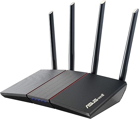 Asus Router AX1800 RT-AX55, WiFi 6, doppia banda, supporto MU-MIMO e OFDMA, sicurezza AIProtection, tecnologia Tren Mirco e compatibile con sistemi AIMesh