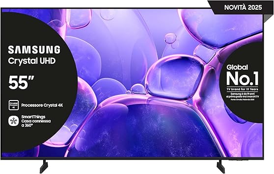 Samsung Smart TV 55'' UE55U8090FUXZT Crystal UHD 4K, Crystal 4K Processor, HDR, Smart Experience, OTS Lite & Adaptive Sound, Metal Stream Design, 2025