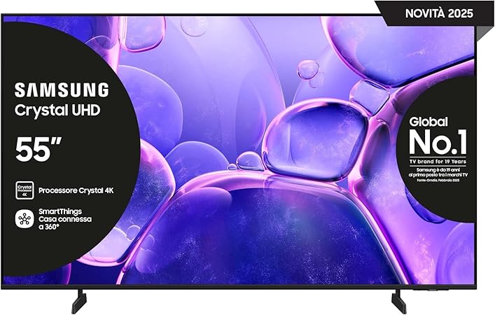 Samsung Smart TV 55'' UE55U8090FUXZT Crystal UHD 4K, Crystal 4K Processor, HDR, Smart Experience, OTS Lite & Adaptive Sound, Metal Stream Design, 2025