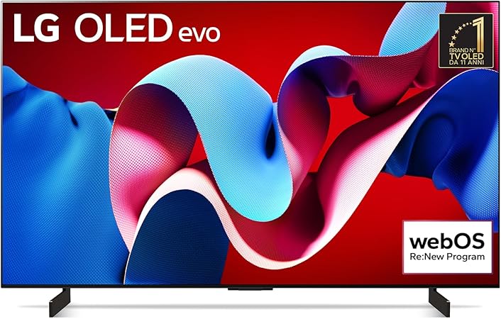 LG OLED evo 42'', Serie C4 2024, OLED42C44LA, Smart TV 4K, Processore α9 Gen7, OLED Dynamic Tone Mapping Pro, 20W, Dolby Vision, 4 HDMI 2.1 4K@144Hz, GSync, VRR, Alexa, ThinQ AI, webOS 24