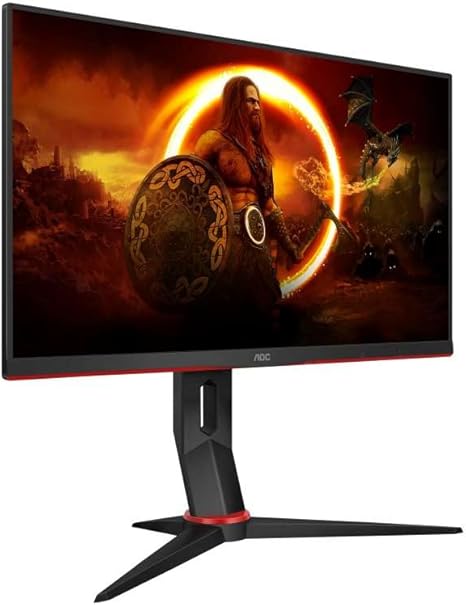 AOC 24G2U5/BK Monitor da Gaming Flat 23.8" IPS, Frameless, FHD 1920 x 1080 a 75 Hz, Tempo di Risposta 1 msec/MPRT, 2 x HDMI, 1 DP, 4 x USB, Speaker, Regolabile in Altezza, FreeSync, Nero/Rosso