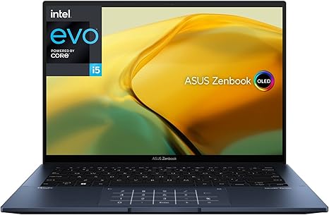 ASUS Zenbook 14 UX3402ZA-KN563W - Computer portatile touch da 14" OLED WQ+ (Core i5-1240P EVO, 8G RAM, 256G SSD PCIE, Windows 11, Tecnologia Numpad), tastiera AZERTY francese con touch screen, blu