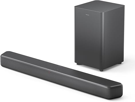 Philips TAB5309 Soundbar 2.1 con subwoofer wireless - 2.1 canali 240W, DTS Virtual X, Bluetooth 5.4, HDMI ARC, Connessione ottica e connettività USB - Grigio Scuro