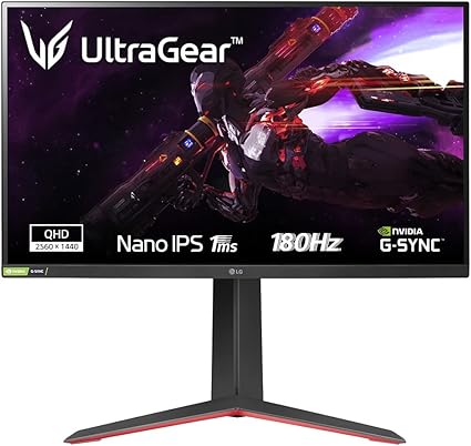 LG 27GP850P UltraGear Gaming Monitor 27" QHD NanoIPS HDR 400, 2560x1440, 1ms, G-Sync Compatible, AMD FreeSync Premium Pro 180Hz, HDMI 2.0 (HDCP 2.2), Display Port 1.4, USB 3.0, AUX, Flicker Safe, Nero