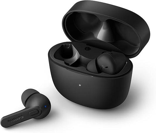 PHILIPS Auricolari Bluetooth Con Microfono Wireless, Resistenti Al Sudore, 18 Ore Di Riproduzione, Morbidi E Confortevoli Earbuds, Auricolari Tat2206Bk/00, Nero (Black)