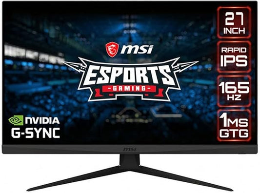 MSI Optix G273QF Esports Gaming IPS Monitor - 27 inch, 16:9 WQHD (2560x1440), Rapid IPS, 165Hz, 1ms GTG Response Time, G-SYNC Compatible, Less Blue Light, VESA Mounting, Display Port, HDMI, Black