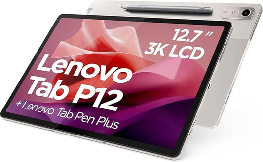 Lenovo Tab P12 - Tablet da 12,7" 3K (MediaTek Dimensity 7050, 8 GB RAM, 256 GB Espandibili fino a 1 TB, 4 Altoparlanti, Wi-Fi 6, Bluetooth 5.1, Android 13) Color Avena - Include Tab Pen Plus