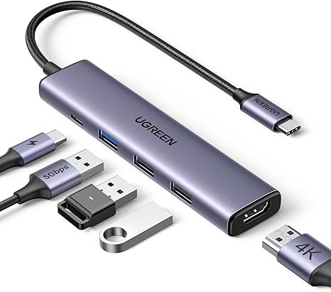 UGREEN Revodok 105 Hub USB C HDMI 4K PD 100W Carica 5 in 1 Adattatore Type C Docking Station Compatibile con MacBook Pro Air M3 M2 M1, iPad, iPhone 16 Plus Max, Galaxy S24