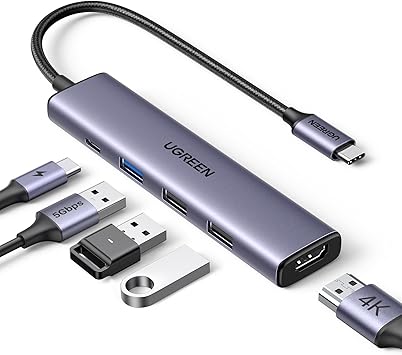 UGREEN Revodok 105 Hub USB C HDMI 4K PD 100W Carica 5 in 1 Adattatore Type C Docking Station Compatibile con MacBook Pro Air M3 M2 M1, iPad, iPhone 16 Plus Max, Galaxy S24