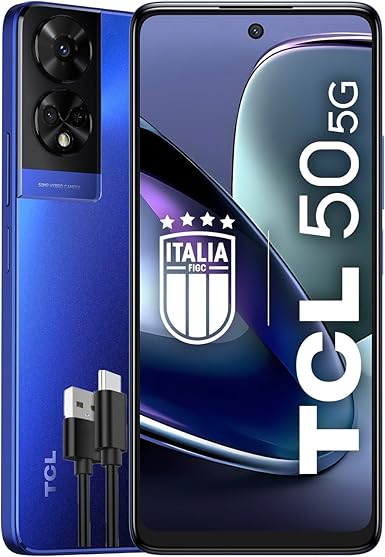TCL Mobile 50 Smartphone 5G, chipset MediaTek Dimensity 6100+, Display 6.56 pollici HD+ 90Hz, 128GB, 8GB RAM, 4GB e 4GB RAM expansion, Dual Camera Hybrid 50 MP, Android 14, 5010 mAh, Dark Blue