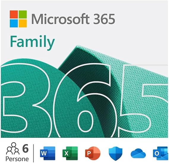 Microsoft 365 Family - Fino a 6 persone - Per PC/Mac/tablet/cellulari - Abbonamento di 12 mesi - codice digitale