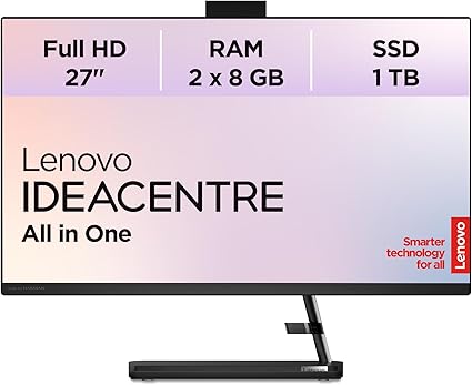 Lenovo IdeaCentre AIO 3 27ALC6 AMD Ryzen™ 7 7730U 68.6 cm (27") 1920 x 1080 Pixel All-in-One PC 16 GB DDR4-SDRAM 1 TB SSD Nero