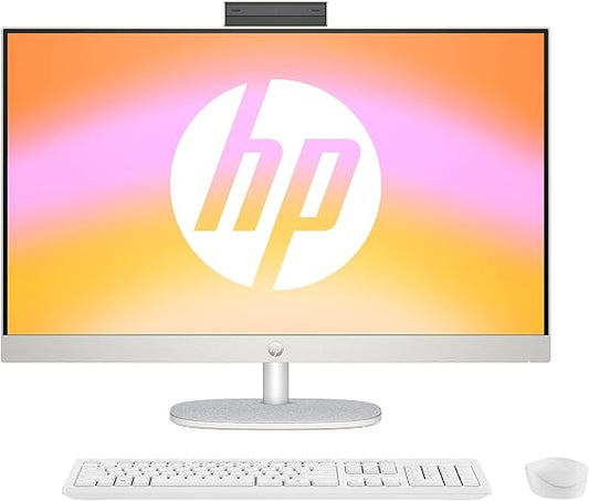 HP PC desktop all-in-one, display FHD da 27", AMD Ryzen 5 7520U, 16 GB DDR5 RAM, SSD da 1 TB, unità grafica AMD Radeon, Windows 11 Home, QWERTZ, bianco, [esclusiva su GigaTech]