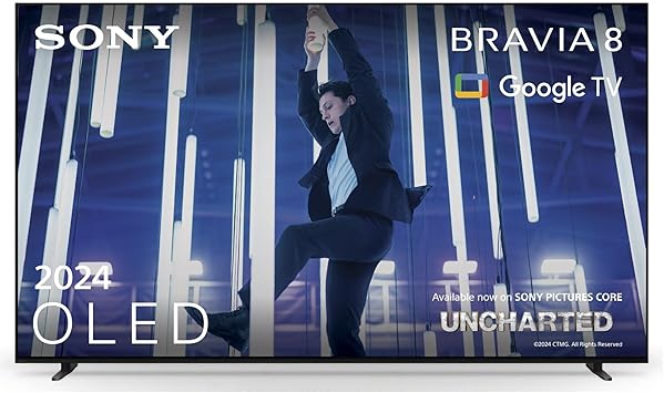 Sony BRAVIA 8 OLED 55 Pollici 4K HDR Google Smart TV | Gaming Menu per PlayStation 5, IMAX Enhanced, Dolby Vision Atmos, Chromecast, AirPlay, 120Hz 55XR80