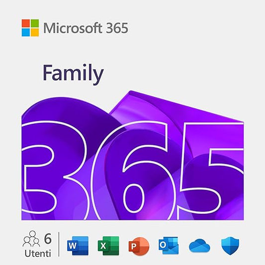 Microsoft 365 Family | 12 mesi | 6 persone | App Office con AI | Fino a 6TB di Spazio di archiviazione OneDrive | Codice d'attivazione via email