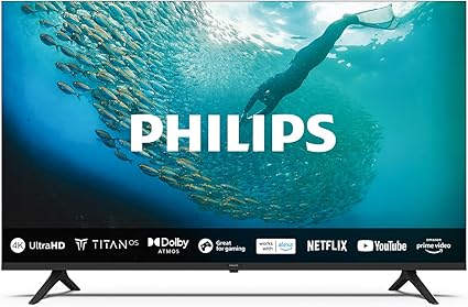 Philips 55PUS7009 4K LED Smart TV - Display 55’’ con piattaforma Titan OS Pixel Precise Ultra HD e Dolby Atmos Sound, funziona con Alexa e Google Voice Assistant – Nero