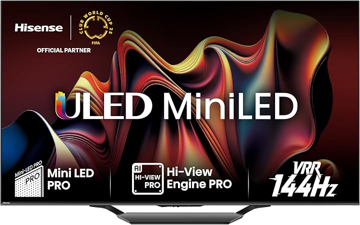 Hisense TV 55" Mini-LED 4K 55U72NQ, Smart TV VIDAA U7, Dolby Vision IQ, HDR 10+ Adaptive, 144Hz Game Mode PRO, Alexa Built-in, VIDAA Voice, Tuner DVB-T2/S2 HEVC 10, lativù 4K, 55'', 2024 U7 144Hz