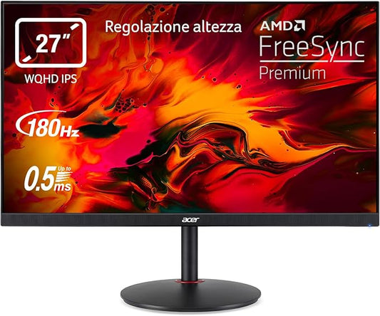 ACER Nitro (XV272UV3bmiiprx) 27" QHD Gaming Monitor 68,6 cm (27,0 Zoll), 180Hz DP/144Hz HDMI, 350nits, 1ms/0.5ms (GTG),