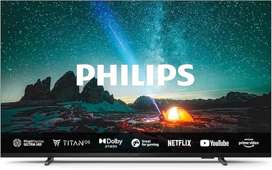 Philips 55PUS7609 4K LED Smart TV - Display 55’’ con piattaforma Titan OS Pixel Precise Ultra HD e Dolby Atmos Sound, funziona con Alexa e Google Voice Assistant – Grigio Antracite
