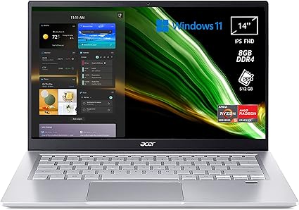 Acer Swift 3 SF314-43-R7ZF Pc Portatile, Notebook, Processore AMD Ryzen 5 5500U, RAM 8 GB DDR4, 512 GB PCIe NVMe SSD, Display 14" FHD IPS LED LCD, AMD Radeon, Windows 11 Home, Silver