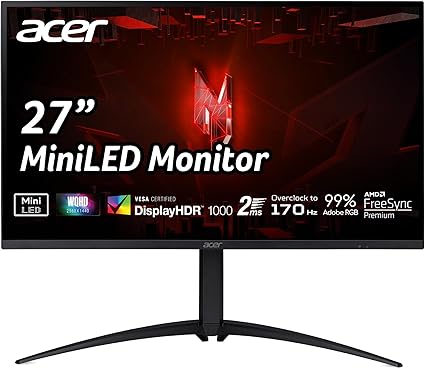 ACER XV275UP3biiprx écran plat de PC 68,6 cm (27") 2560 x 1440 pixels Wide Quad HD LED Noir