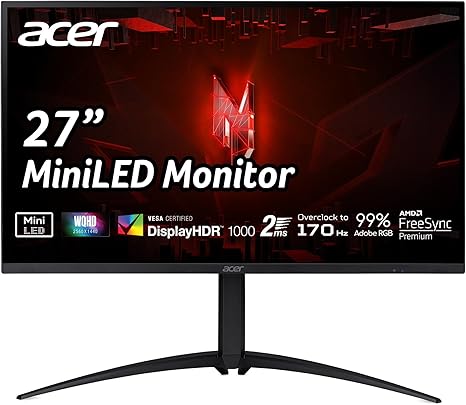 ACER XV275UP3biiprx écran plat de PC 68,6 cm (27") 2560 x 1440 pixels Wide Quad HD LED Noir
