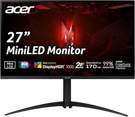 ACER XV275UP3biiprx écran plat de PC 68,6 cm (27") 2560 x 1440 pixels Wide Quad HD LED Noir