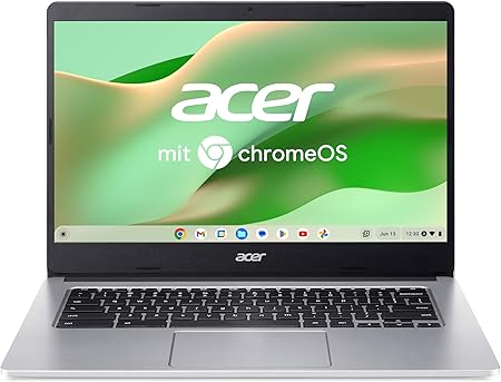 Acer Chromebook 314 (CB314-2H-K17E) Laptop | Display HD 14" | MediaTek Octa-Core ARM Cortex A73/A53 (MT8183) | 4 GB RAM | 64 GB eMMC | Mali-G72 MP3 GPU | Google ChromeOS | Argento