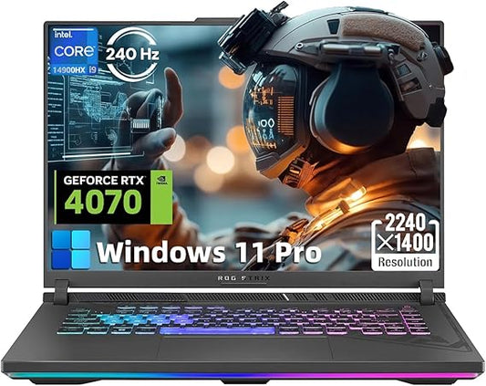 ASUS ROG Strix G16 Gaming Laptop, 16" FHD+ IPS Display, Intel i9-14900HX, RTX 4070, 32GB DDR5, 2TB SSD, 4-Zone RGB retroilluminato, Windows 11 Pro & Free Microsoft Office & External DVD Drive