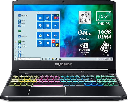 Acer Predator Helios 300 PH315-53-780D Notebook Gaming, Intel Core i7-10870H, Ram 16 GB DDR4, 1024 GB PCIe NVMe SSD, Display 15.6" FHD IPS 144 Hz, NVIDIA GeForce RTX 3080 8 GB, Windows 10 Home