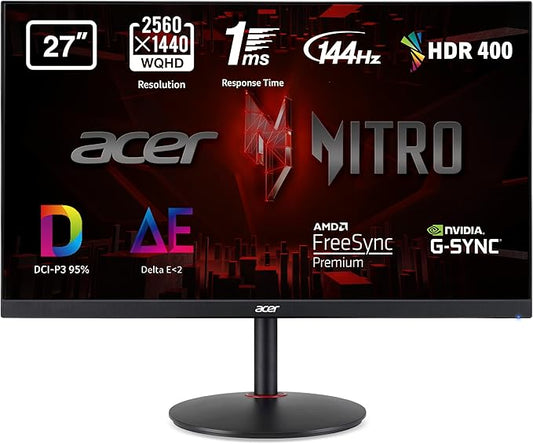 Acer Nitro XV272UPbmiiprzx LED Monitor Gaming FreeSync, 27", Display IPS 2K QHD, 144 Hz, 1 ms, HDMI 2.0, DP 1.4, USB3.0, Lum 350 (400 Peak) cd/m2, Speaker Integrati, Cavi HDMI, USB3.0 Inclusi