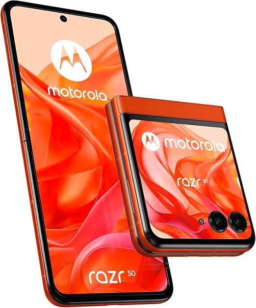 Motorola Razr 50 (8/256GB, AI, display esterno 3.6” pOLED, interno 6.9" pOLED, 50+13MP, selfie 32MP, MediaTek Dimensity 7300X, 4200mAh, ricarica 33W wireless 15W, Dual SIM, Android 14) Spritz Orange