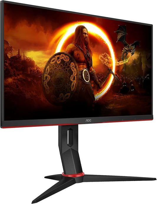 AOC Gaming 24G2SPU - Monitor FHD da 24 pollici, 165 Hz, 1 ms, FreeSync Premium (1920 x 1080, VGA, HDMI, DisplayPort, USB Hub) Nero/Rosso