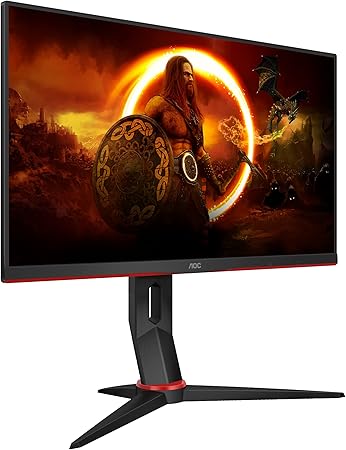 AOC Gaming 24G2SPU - Monitor FHD da 24 pollici, 165 Hz, 1 ms, FreeSync Premium (1920 x 1080, VGA, HDMI, DisplayPort, USB Hub) Nero/Rosso