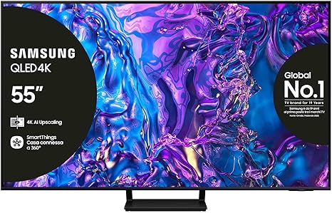 Samsung TV QE55Q70DATXZT QLED 4K, Smart TV 55" Quantum processor 4K, AirSlim, DVBT-2, Q-Symphony & OTS Lite, Integrato con Alexa e Bixby, compatibile con Google Assistant, Black 2024