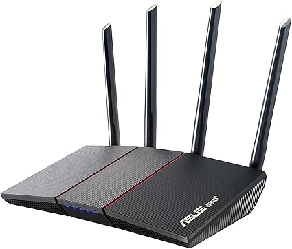 Asus Router AX1800 RT-AX55, WiFi 6, doppia banda, supporto MU-MIMO e OFDMA, sicurezza AIProtection, tecnologia Tren Mirco e compatibile con sistemi AIMesh