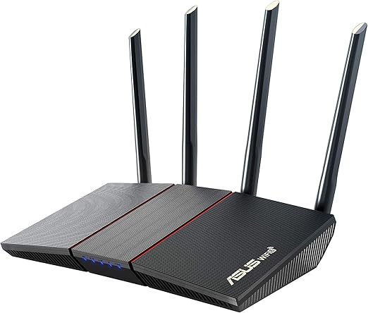 Asus Router AX1800 RT-AX55, WiFi 6, doppia banda, supporto MU-MIMO e OFDMA, sicurezza AIProtection, tecnologia Tren Mirco e compatibile con sistemi AIMesh