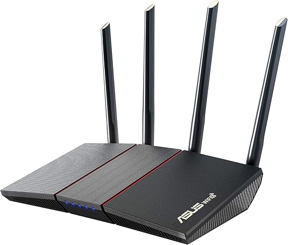Asus Router AX1800 RT-AX55, WiFi 6, doppia banda, supporto MU-MIMO e OFDMA, sicurezza AIProtection, tecnologia Tren Mirco e compatibile con sistemi AIMesh
