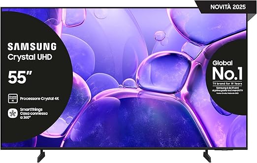 Samsung Smart TV 55'' UE55U8090FUXZT Crystal UHD 4K, Crystal 4K Processor, HDR, Smart Experience, OTS Lite & Adaptive Sound, Metal Stream Design, 2025